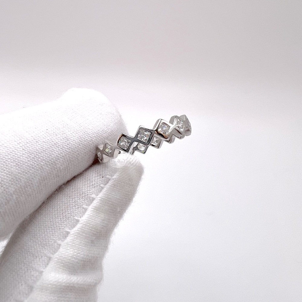 .925 Sterling Silver Rhodium Plated 4mm Cz Eternity Band - Picture 5 of 12